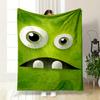Large Cartoon Eyes, a Dark Mouth, Teeth, and Green Textured Background. for All Seasons Blanket Lunch Break Throw Gift