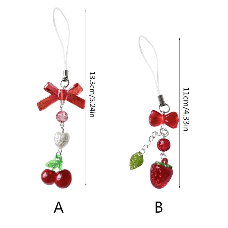 Backpack Decoration Cherry Bowknot Keyholder Women Girl Jewelry Ornament