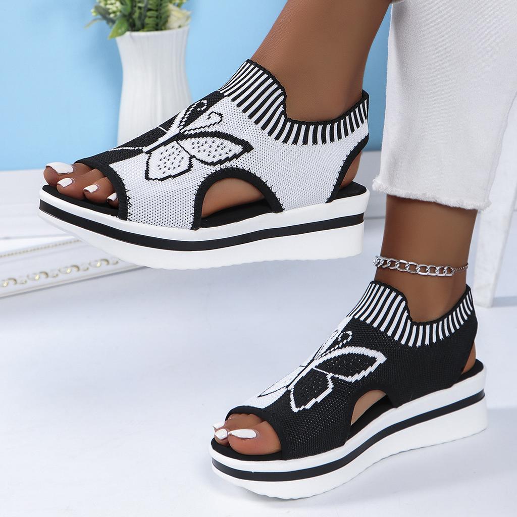 Fashion Women's Roman Flat Comfort Sandals 2024 Summer Mesh Breathable Fish Mouth Casual Low Heel Thick Bottom Wedge Beach Sandals