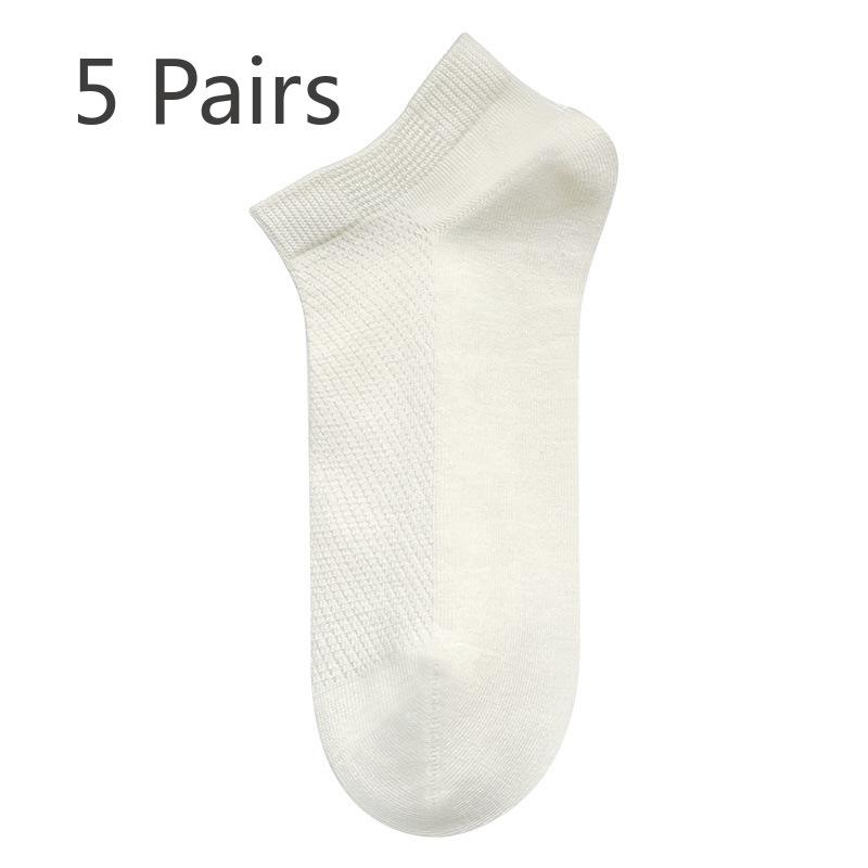 5 Pairs of Women's Summer Cotton Breathable Mesh Boneless Deodorant Wicking Sweat Low Top Boat Socks