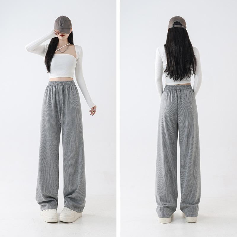 Glutinous rice pants women's spring and autumn new high-end loose lazy drooping straight high-waisted casual wide-leg pants