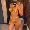 Tie Dye Flowers Printed High Leg Cut Bikini Female Swimsuit Women Swimwear Two-pieces Bikini set Bather Bathing Suit Swim