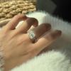 Mo Sang S925 Sterling Silver Women's 3 Carat Sparkle Cube Design Proposal Ring