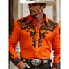 Camicia da uomo stile Western Cowboy, Stampa Fashion, Manica Lunga, Collo a revers Retro, Vestibilità Slim, Camicia Casual da Esterno, Taglie XS-6XL, 21 Colori