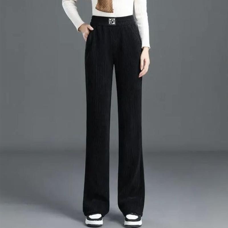 Toamnă Iarnă Moda coreeană pentru femei Pantaloni eleganti din lână groși și caldi Pantaloni de birou pentru damă, solidi, subțiri, drepți, Pantaloni casual