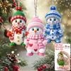 2D Flat 16Pcs Wooden Colorful Snowman Hanging Ornaments Cute Scarf Snow Doll Pendants Christmas Tree Holiday Home Decorations
