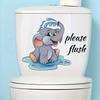 1pc Contemporary Style Cartoon Elephant Wall Sticker, PVC "Please Flush" Toilet Decor, Self-Adhesive Bathroom Decal,Animal Theme