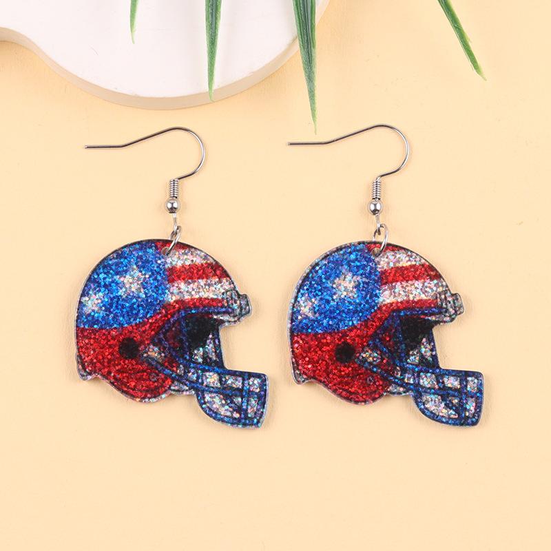 Mega World Cup Element Earrings Color-Block Rugby Helmet Acrylic Creative Earrings for Women