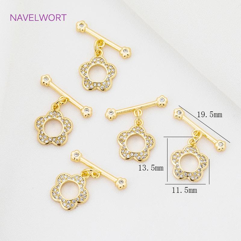 18K Gold Platinierte Blumen-/Herz-/Pentagramm-/Schmetterlingsform Toggle-Verschlüsse Für Schmuck, Messing Verbindungsverschlüsse, DIY Schmuckzubehör