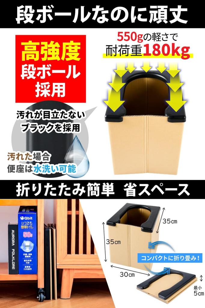 Qbit Emergency Cardboard 2023 Disaster Preparedness Award Easy to Use 180kg Weight Ideal for Disaster and Emergency Includes Toilet Cover Toilet,