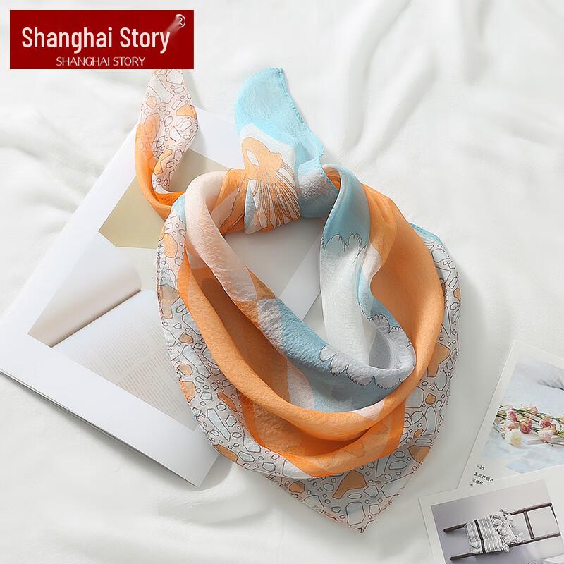 Shanghai Story 100% Mulberry Silk Small Square Scarf