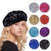 Retro Glitzerndes Barett Hut Schickes Damen Pailletten-Barett Vintage Glitzer Mützenmütze Musikfestivals