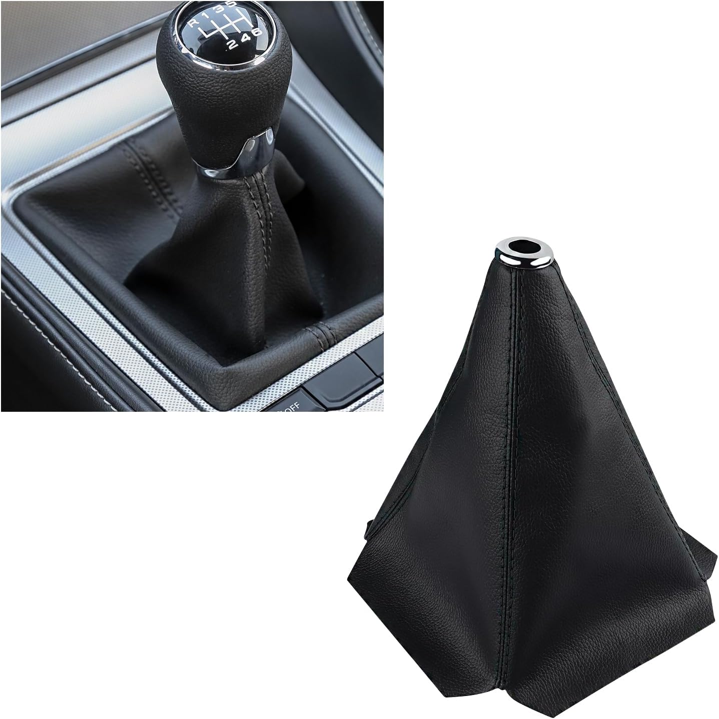 

Car Shift Boot,Carbon Fibre Leather Gear Shift Cover for Dust Prevention & Protection,Universal Car Interior Accessories Manual Automatic Shift Knob чёрный