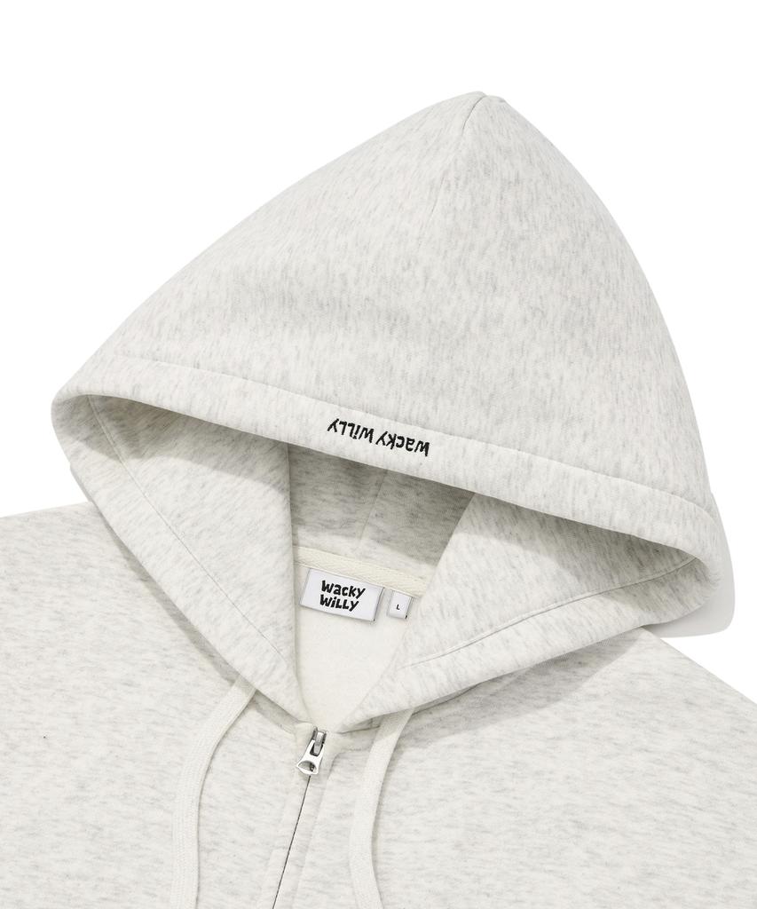 Wacky Willy Logo Wappen Fleece Zip-Up Hoodie Oatmeal
