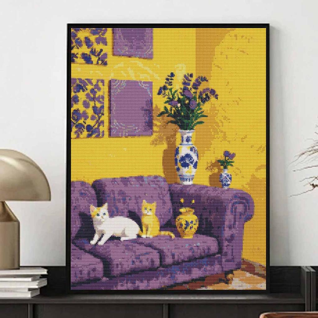 Diamond Painting Kits for Adults Cat Full Round Drill 5D Art Craft Wall Decor for Bedroom Living Room Home Decoration