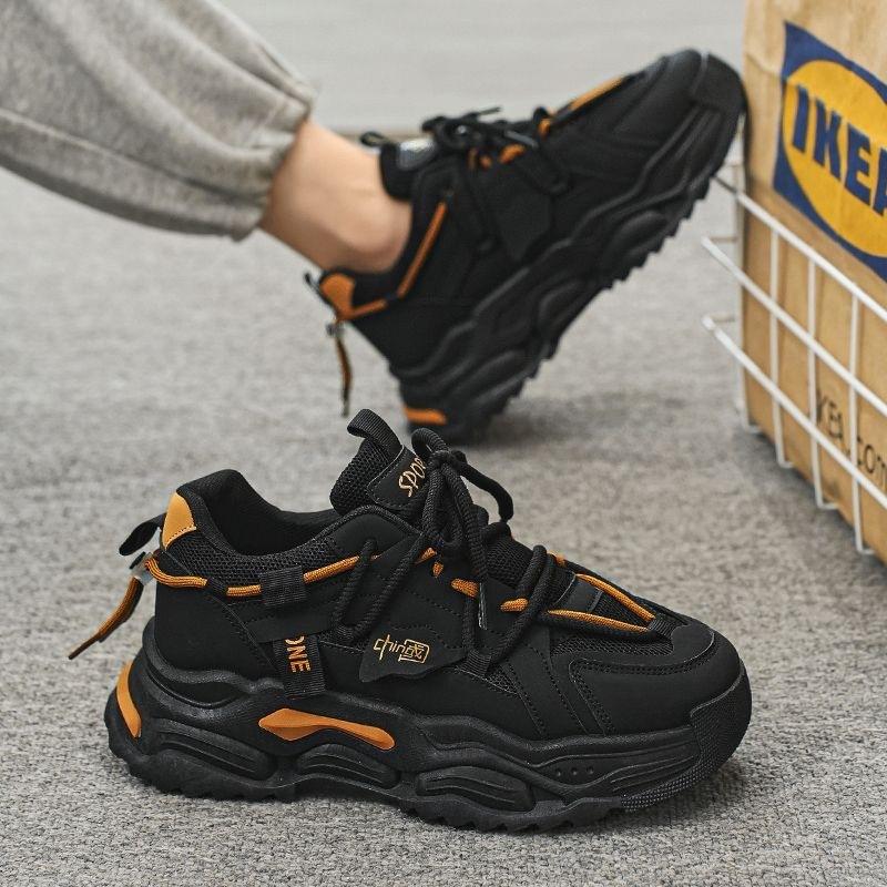 Guochao Men's Shoes Spring New Breathable Mesh Shoes Men's Trend Versatile Platform Sports Shoes Casual Dad Trendy Shoes