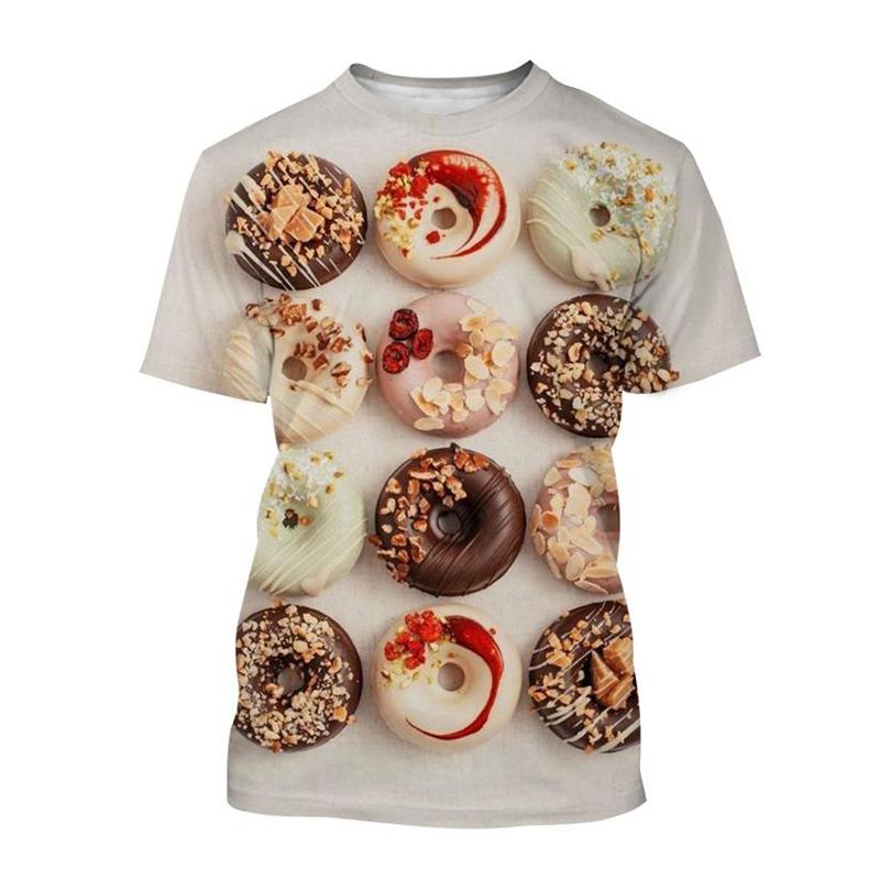 Cute Donuts 3D Print T-shirt Chocolate Donut Food Graphic T Shirt For Men Harajuku