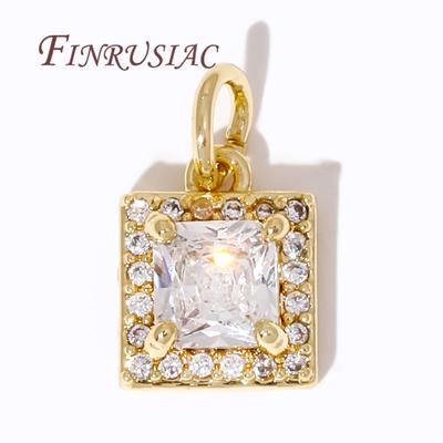 Fashion Square Small Pendants For Jewelry 18K Gold Plated Zircon Crystal Charm For Earrings,DIY Jewelry Making Supplies Findings