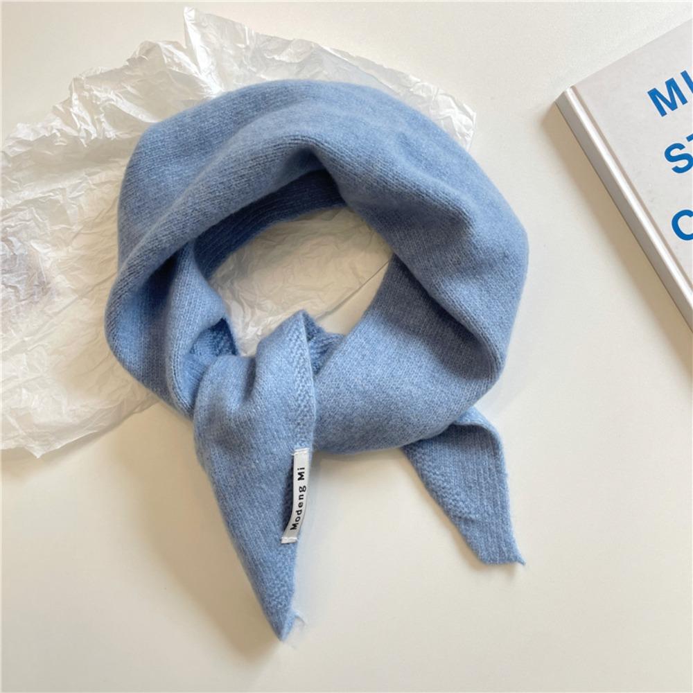 Cashmere-like Wool Blend Scarf Solid Color Knitted Scarf Triangular Short Shawl Women's Wear