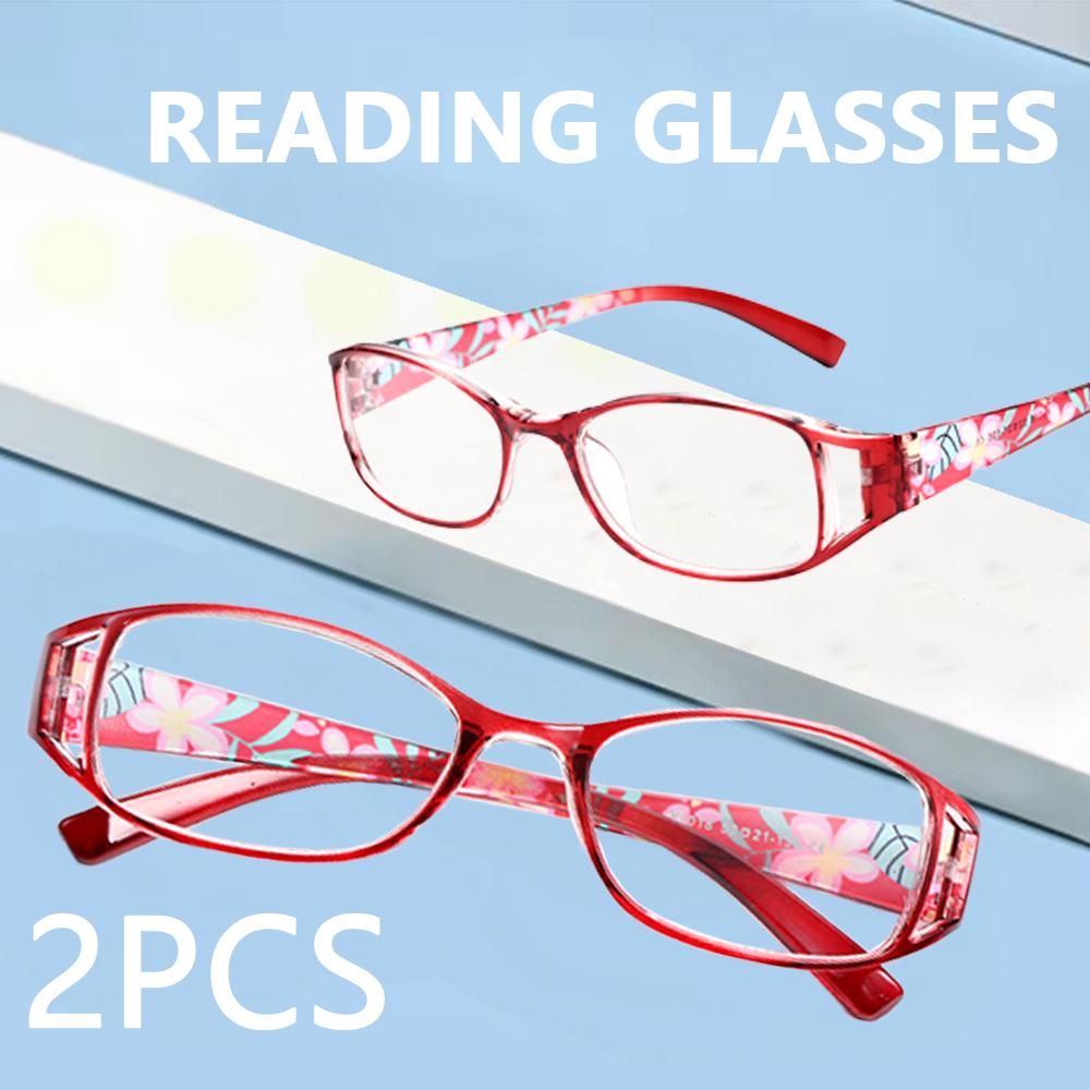 2pcs Women's Blue Light Blocking Reading Glasses +1.0 To +3.0 – Vintage HD PC Lens Stylish Elderly Readers