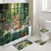 1/4 buc Set Perdea de Duș Impermeabilă Ziua de Paște de Primăvară Set Decorativ de Baie Covor Antiderapant Capac pentru Toaletă Covoraș de Baie și 12 Cârlige