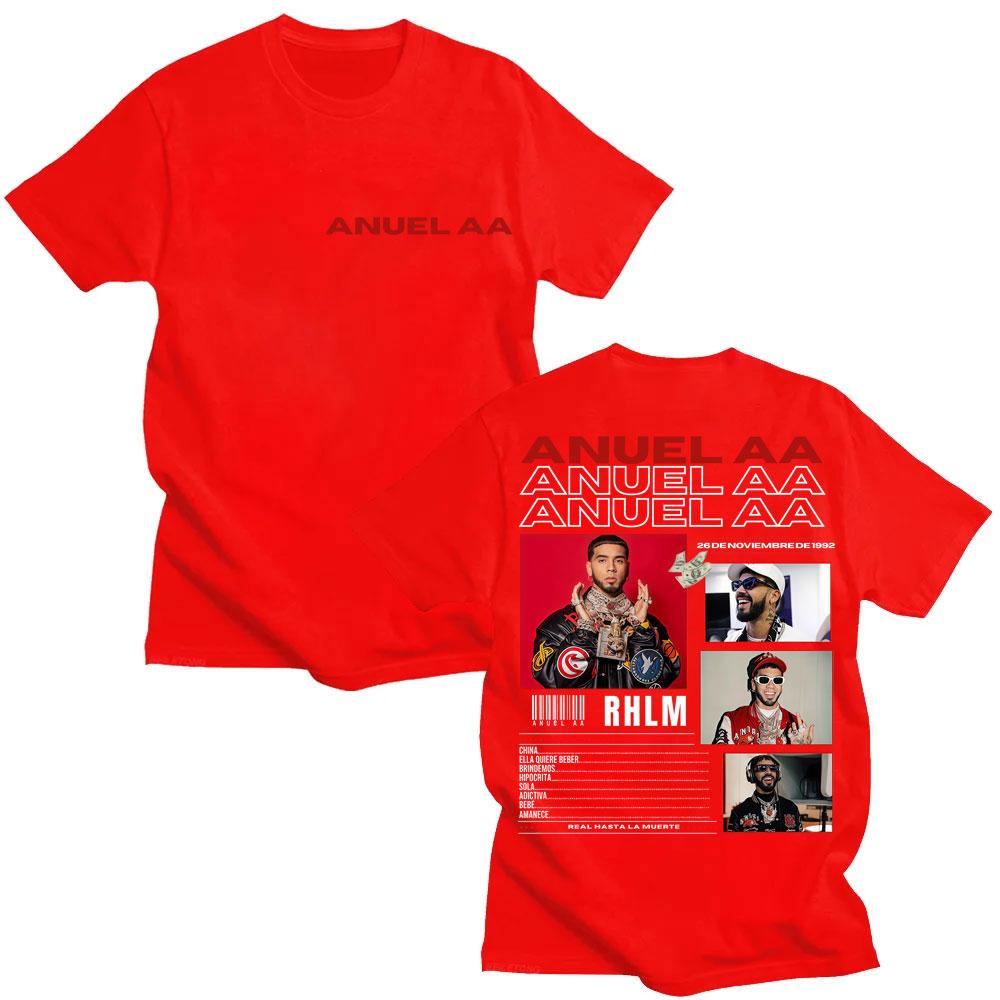 Rapper Anuel AA Real Hasta La Muerte Tour 2025 T-Shirt Men's Hip Hop Gothic Harajuku T Shirts Oversized Cotton Tshirt Streetwear