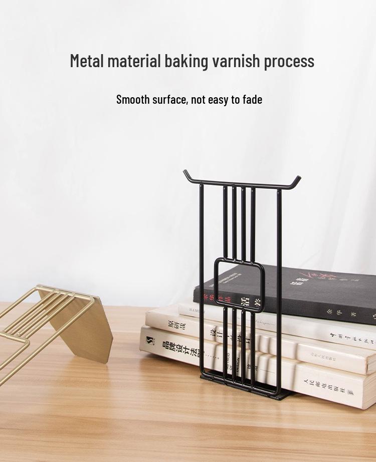Chinese Style Creative Metal Bookends - Desktop Storage & Book Support Ornament