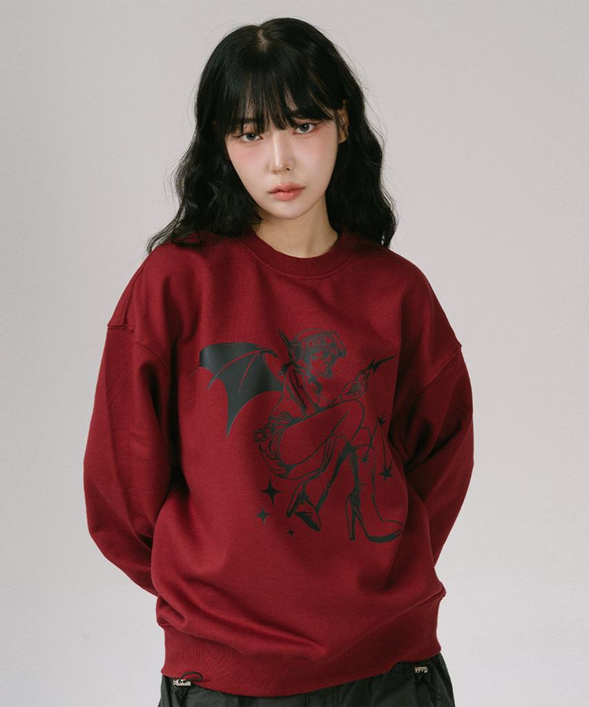 NET SOCIAL CLUB Costume Play Girl Sweatshirts (Burgundy)