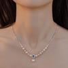 Exquisite Aquamarine Pendant Pearl Necklace Luxury Women Jewelry Pearl Strand Necklace  Gifts