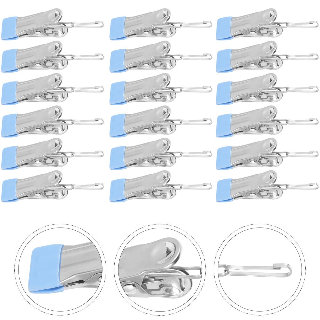 20Pcs Stainless Steel Clothespins Clips Strong Windproof Non Slip Clothes Pegs for Laundry Clothesline Quilt Blanket Socks