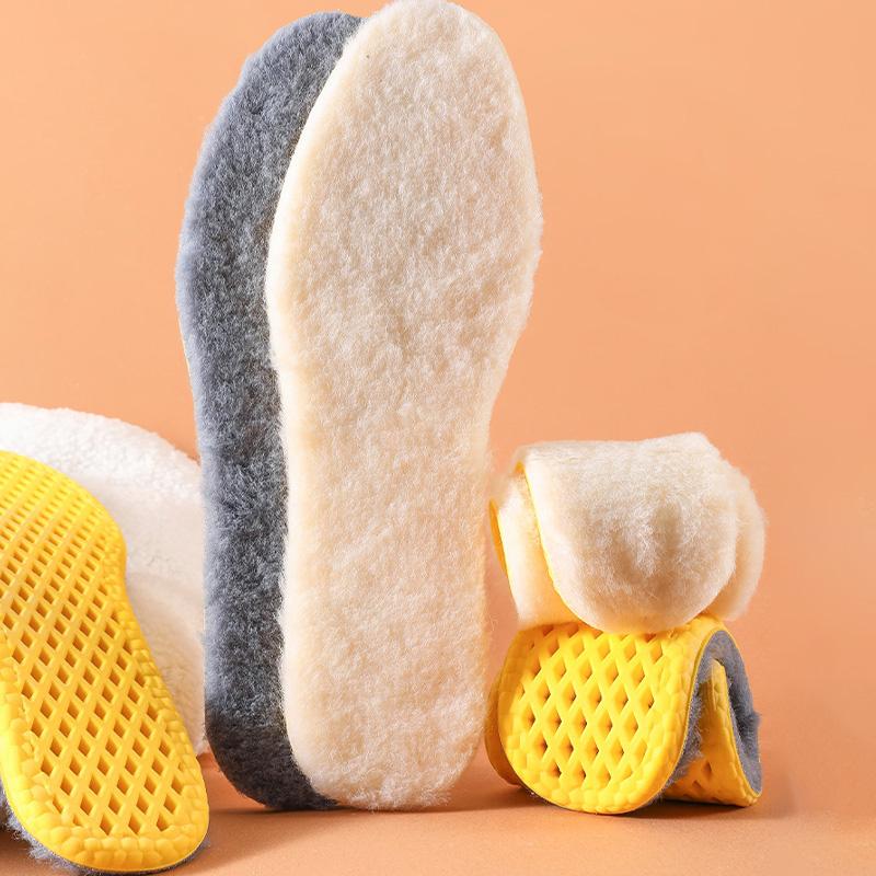1 Paar Zuschneidbare Belüftete Einlegesohlen Elastizität Unisex Warm Imitierte Wolle Weiche Sohle Baumwolleinlegesohlen