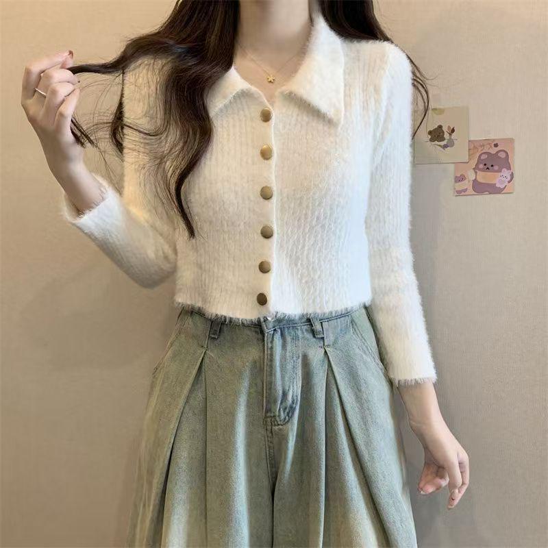 Women's French Soft Knit Long Sleeve Cardigan - Versatile Spring/Autumn 2025 Collection