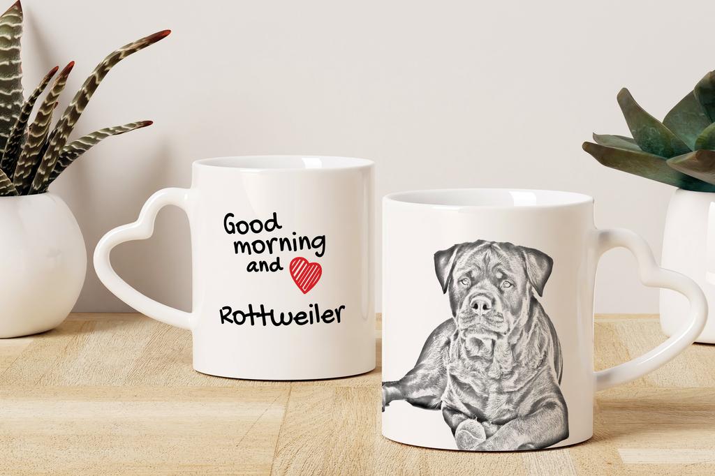 Rottweiler, Rott, Rottie - cup with a dog, adorable cup with a heart-shaped handle, universal gift from the Art-Dog brand