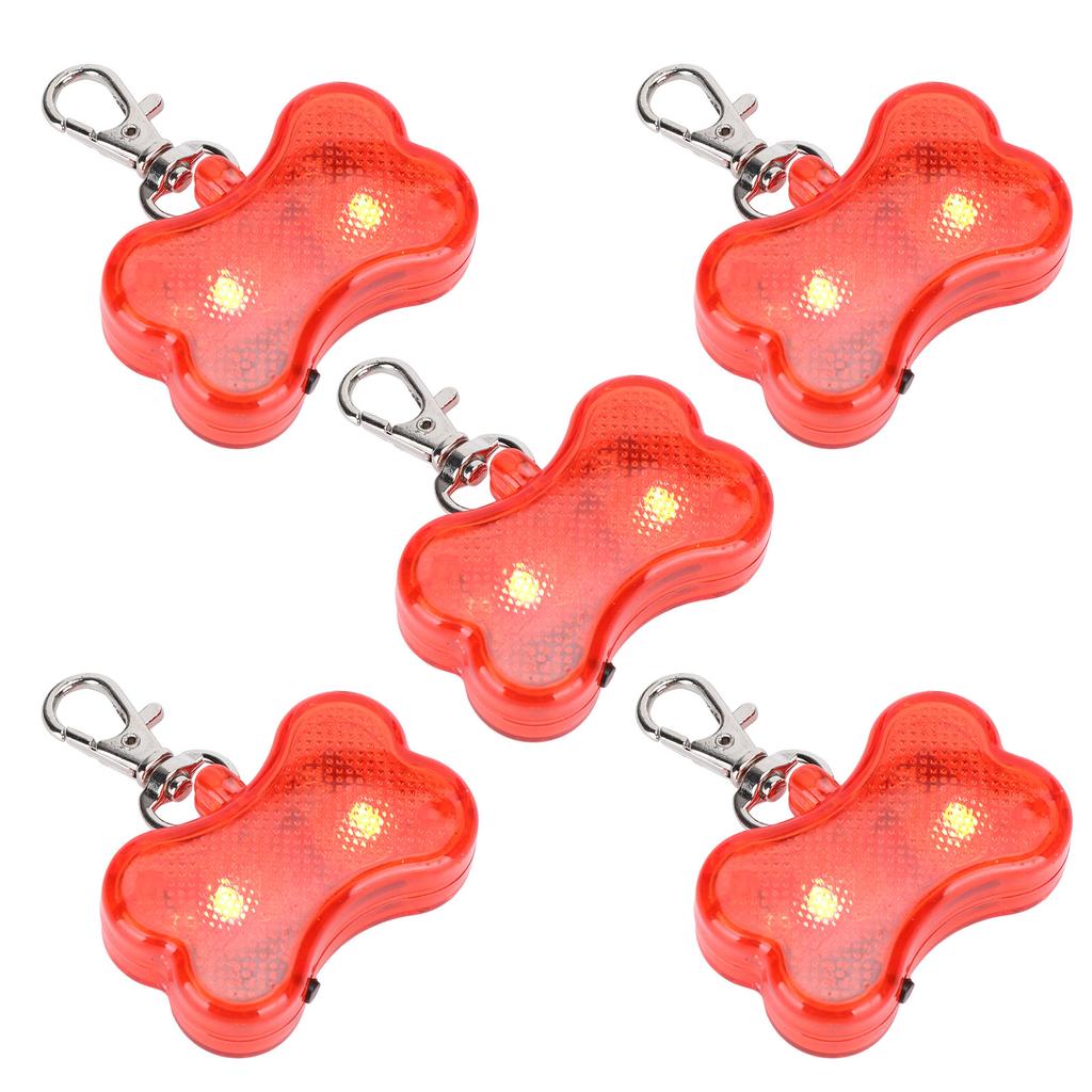 5Pcs Side Switch Bone Shape Pet Collar Light Lamp Tag Pendant Supply Waterproof Design
