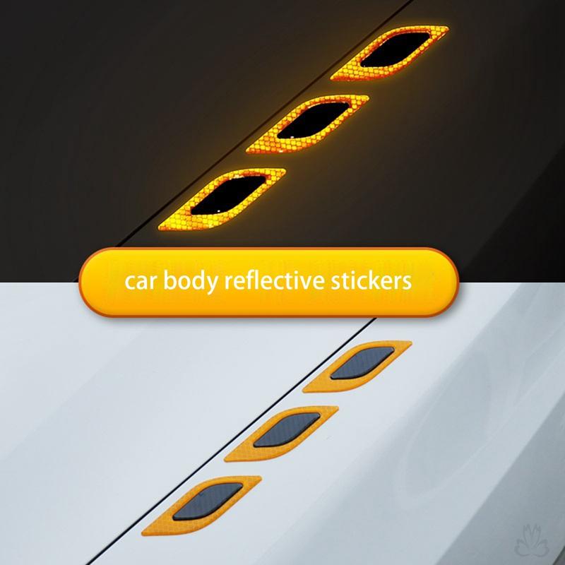 6Pcs Car Reflective Stickers 3D Car Styling Carbon Fiber Reflective Strips Night Safety Warning Reflector Tape Auto Accesorios