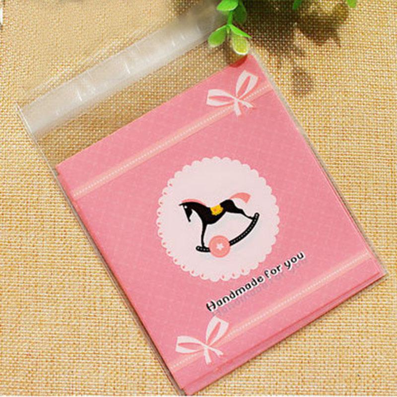 100Pcs/lot Cute Heart Theme Candy Cookie Bags Wedding Birthday Party Candy Buscuit Packaging Bag Christmas Plastic Gift Bags