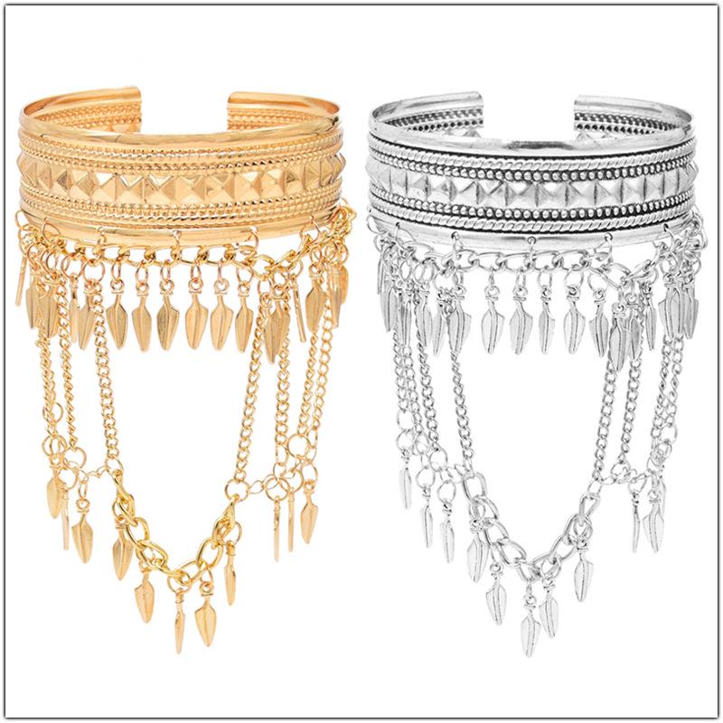 Stylish Ethnic Dance Cuff Armband & Long Dangle Earrings Set