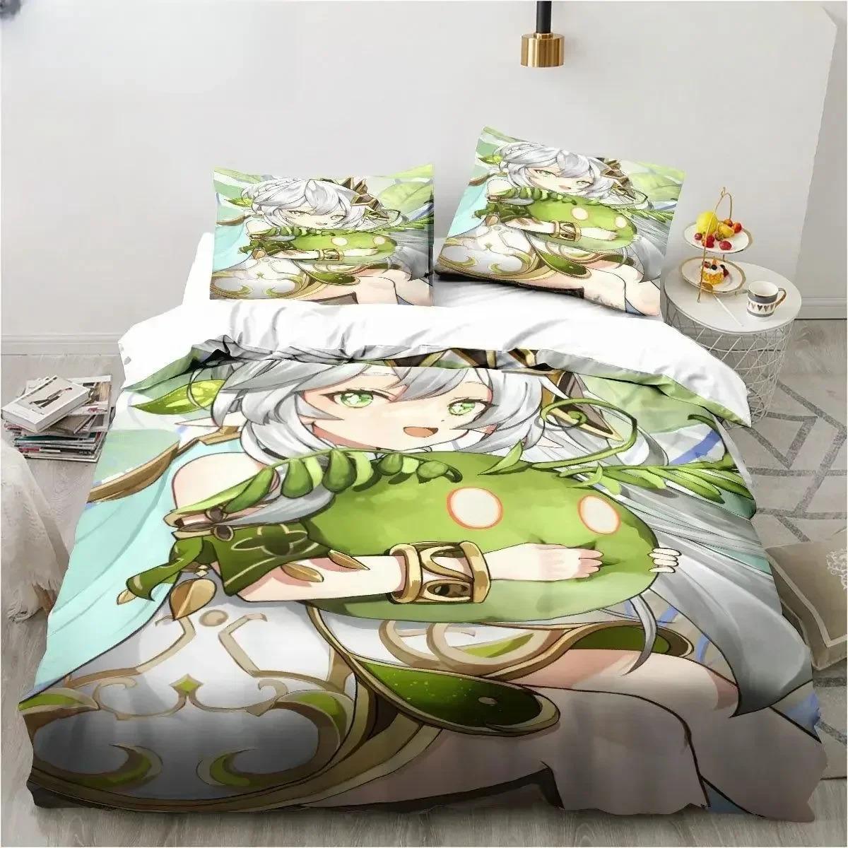 

Comforter New Genshin Impact Nahida Kawaii Cute Cartoon Nahida King Twin Double Child Bedding Set Microfiber Or Polyester Comforter (quilt)-EU Single(135*200cm)3pcs