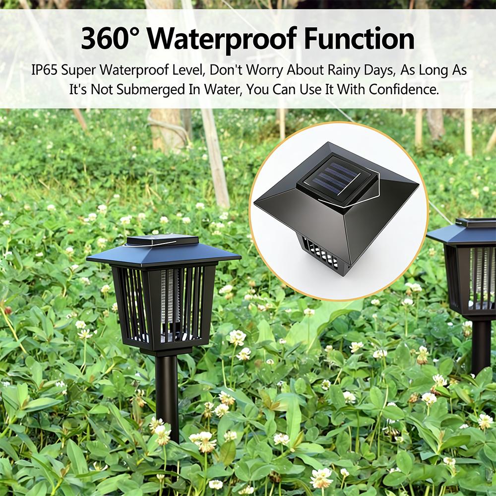 1 Pcs Solar Bug Zapper Outdoor Indoor Waterproof Mosquito Killer Lamp with White and UV Light Portable Cordless Mosquito Insect