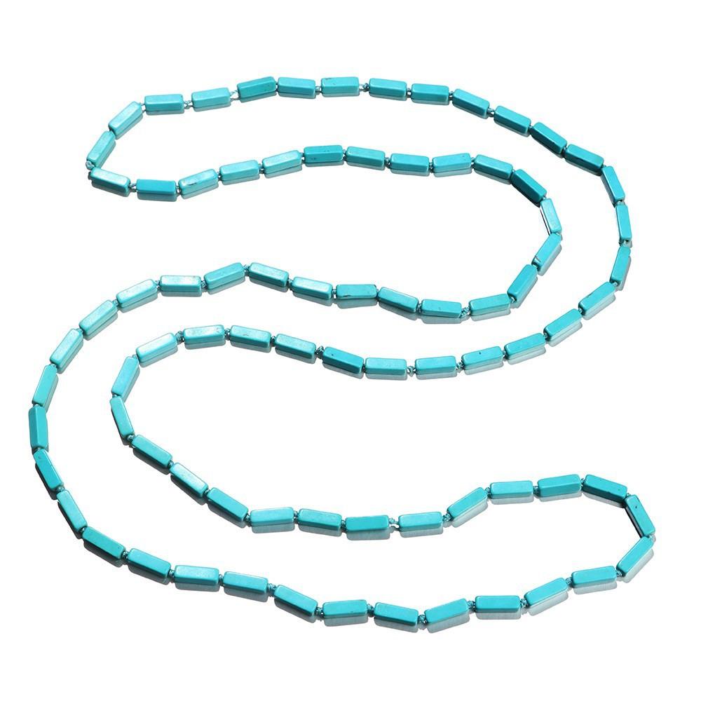 JMXD-1.2 meters long turquoise long necklace original design ethnic style hand-knotted long necklace 4X14mm long necklace