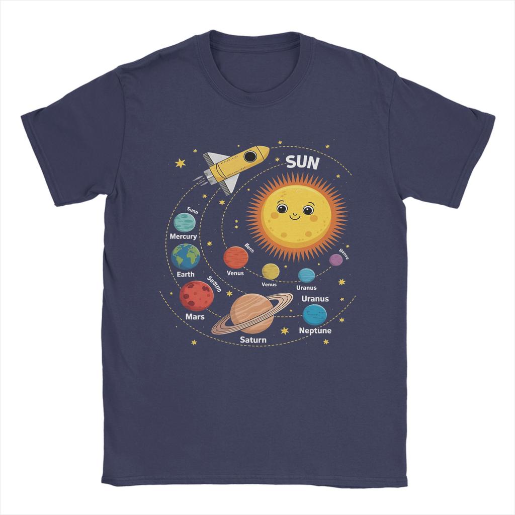 Mens Solar System Space Planet Universe Sun T Shirts  100 Cotton Clothing Funny Short Sleeve Crewneck Tees Graphic TShirts