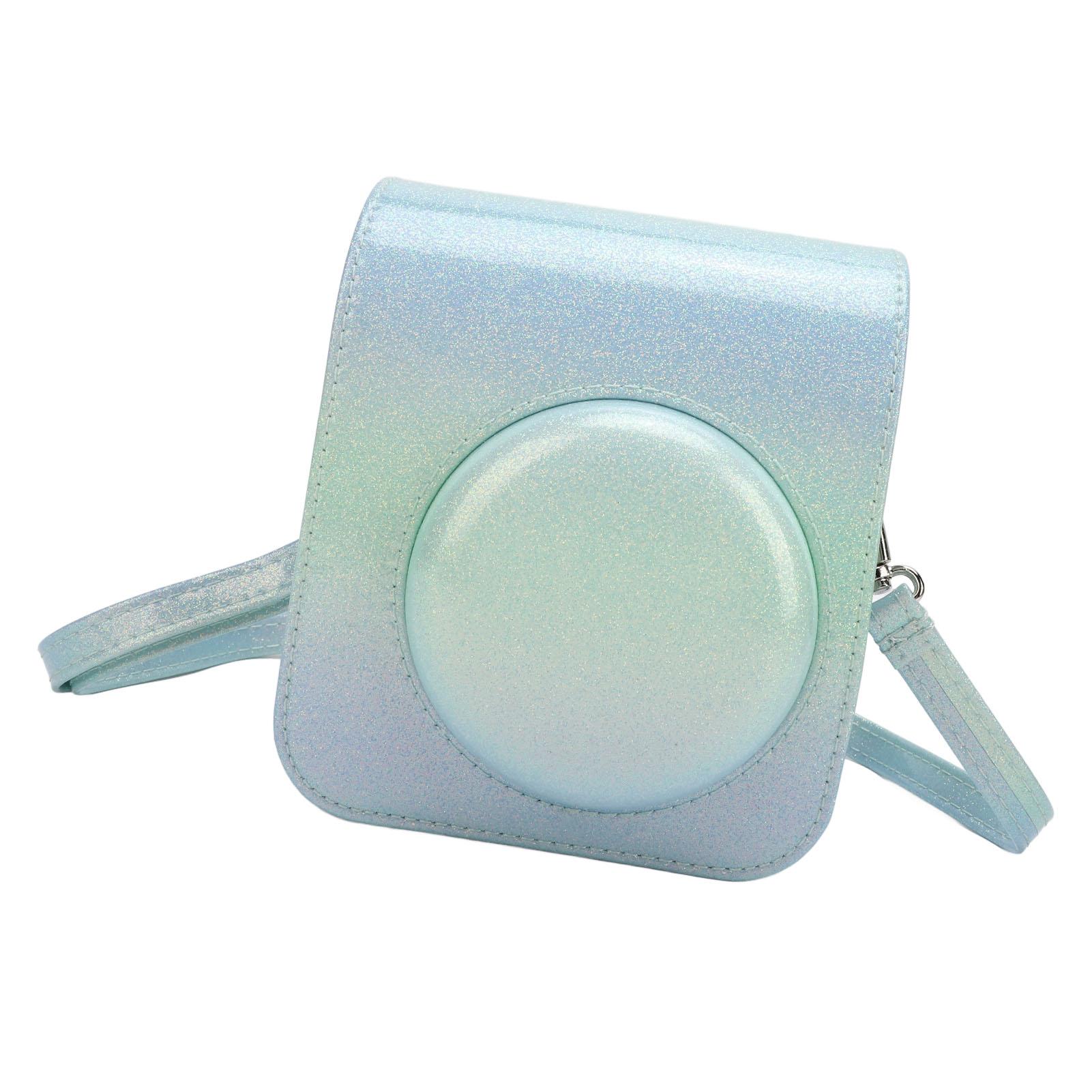 

Instant Camera Case Rainproof Scratch Proof PU Leather Camera Protective Bag with Shoulder Strap зелёный