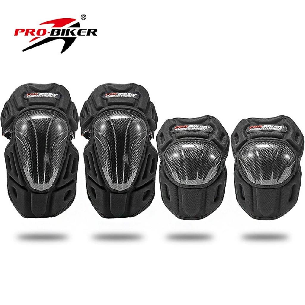 Breatgable Motorcycle Racing Knee & Elbow Guards Lightweight Carbon Fiber Protective Gear with Anti-Impact Design for Men/Women