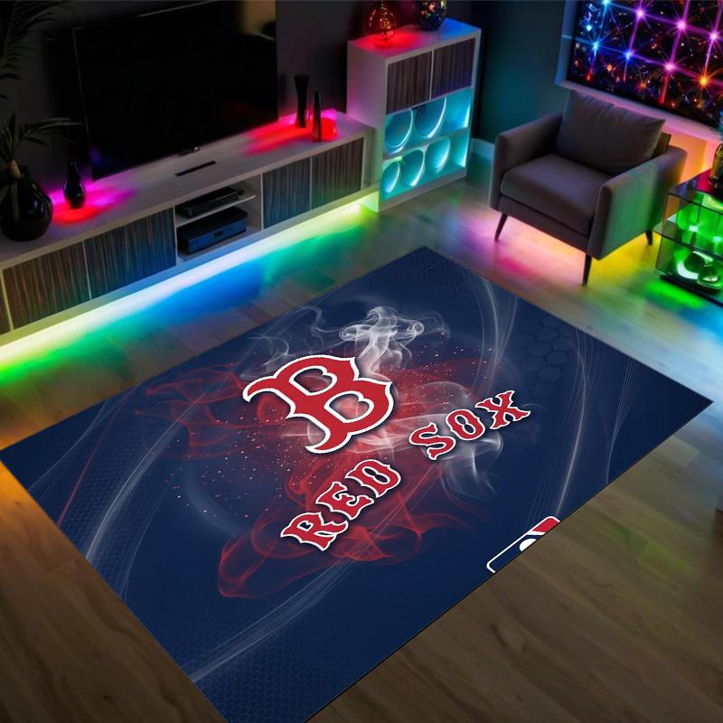 Boston Red Sox Design Křišťálový Sametový Koberec Útulný Ne?Protiskluzová tištěná předložka do ložnice, obývacího pokoje, předsíně