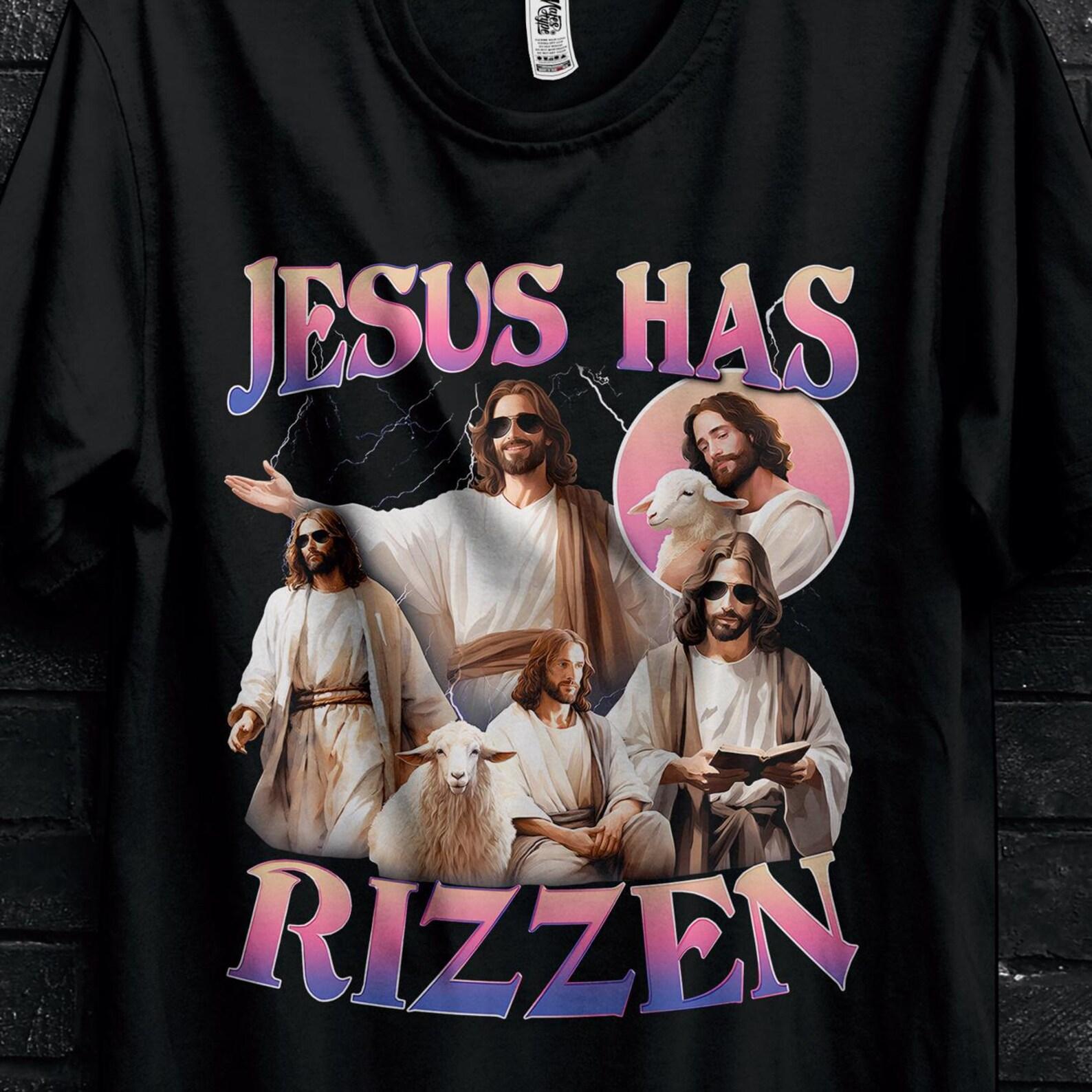 Jesus Has Rizzen Funny T Shirt For Christians,He Is Rizzen Gift For Disciples Of Christ,Jesus Was Born Apparel Tee,Personalized Christ Shirt 3XL