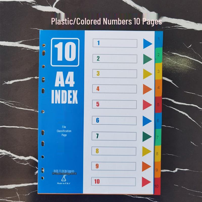Set de separadores A4 de hojas sueltas: 12 Páginas de Índice Mensual, 50 Páginas Etiquetadas, 31 Páginas de Clasificación por Letra de Colores, Perforadas para 11 Agujeros.