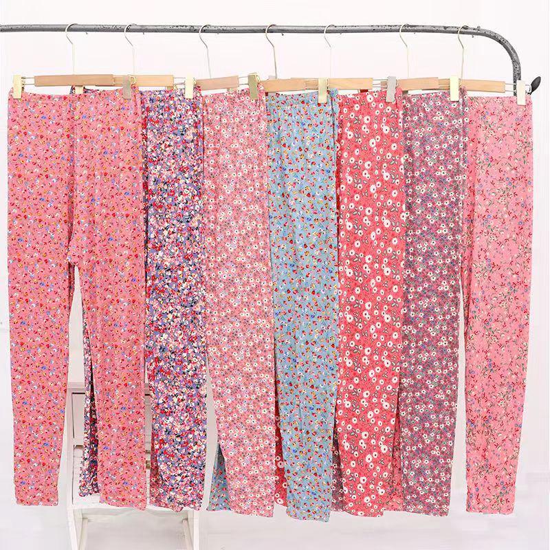 Women's Floral Print Milk Silk Modal Trousers, No Pilling, High Elastic, Loose, Comfortable, Casual, Autumn Wear