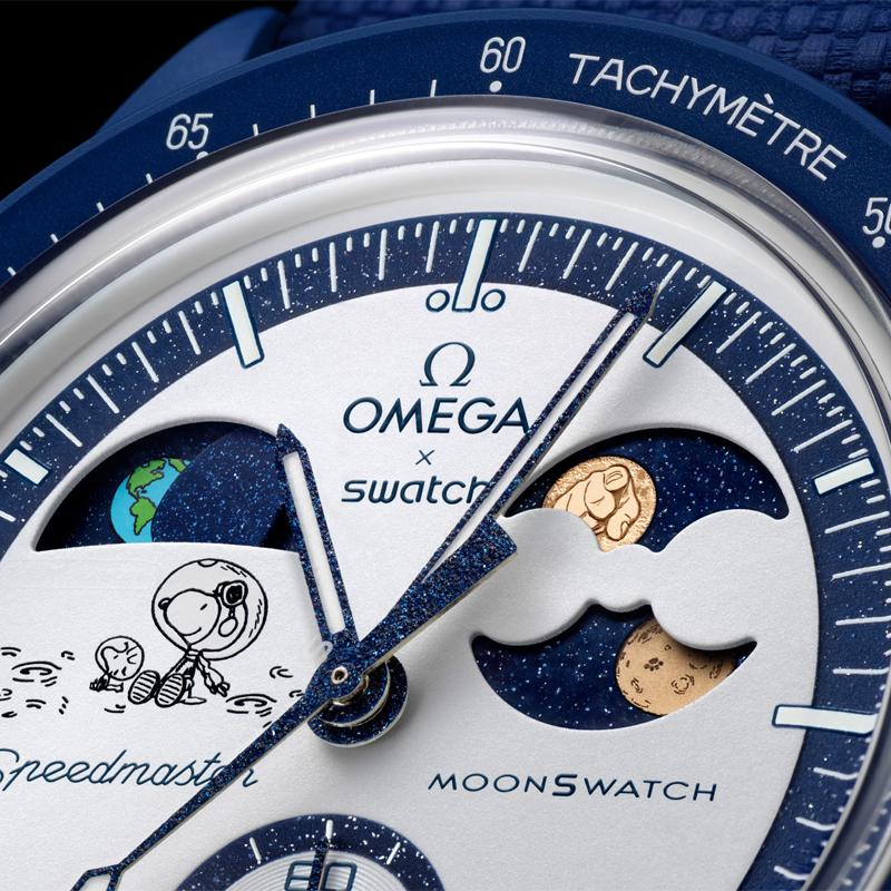 SWATCH Omega Snoopy Collaboration MOONSWATCH Quartz Movement Men's Watches Watch 42mm White Dial SO33N703L
