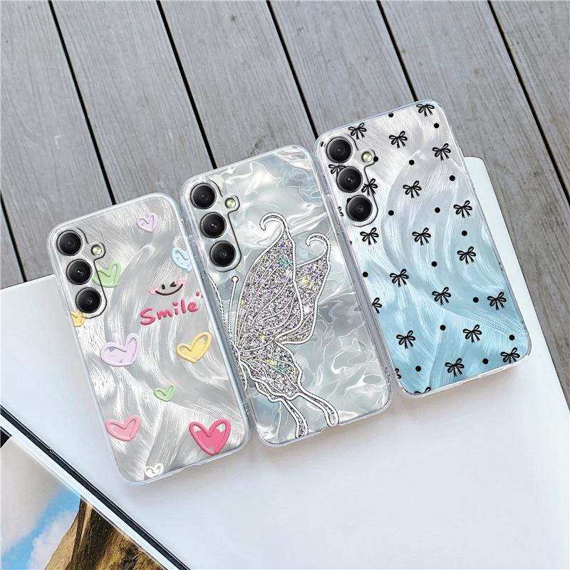 Fashion Cute Heart Phone Case For iPhone 15 Samsung S25 Ultra A55 S24 FE A16 Xiaomi Redmi Note 14 13 Pro 14C Huawei Honor 200 Shockproof Matte Cover