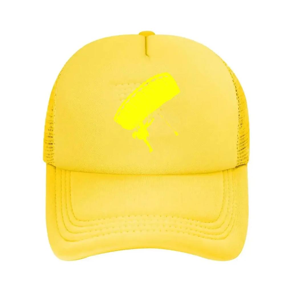 Yellow Parachute Adventure  Themed Skydiving Graphic Design Mesh Baseball Cap